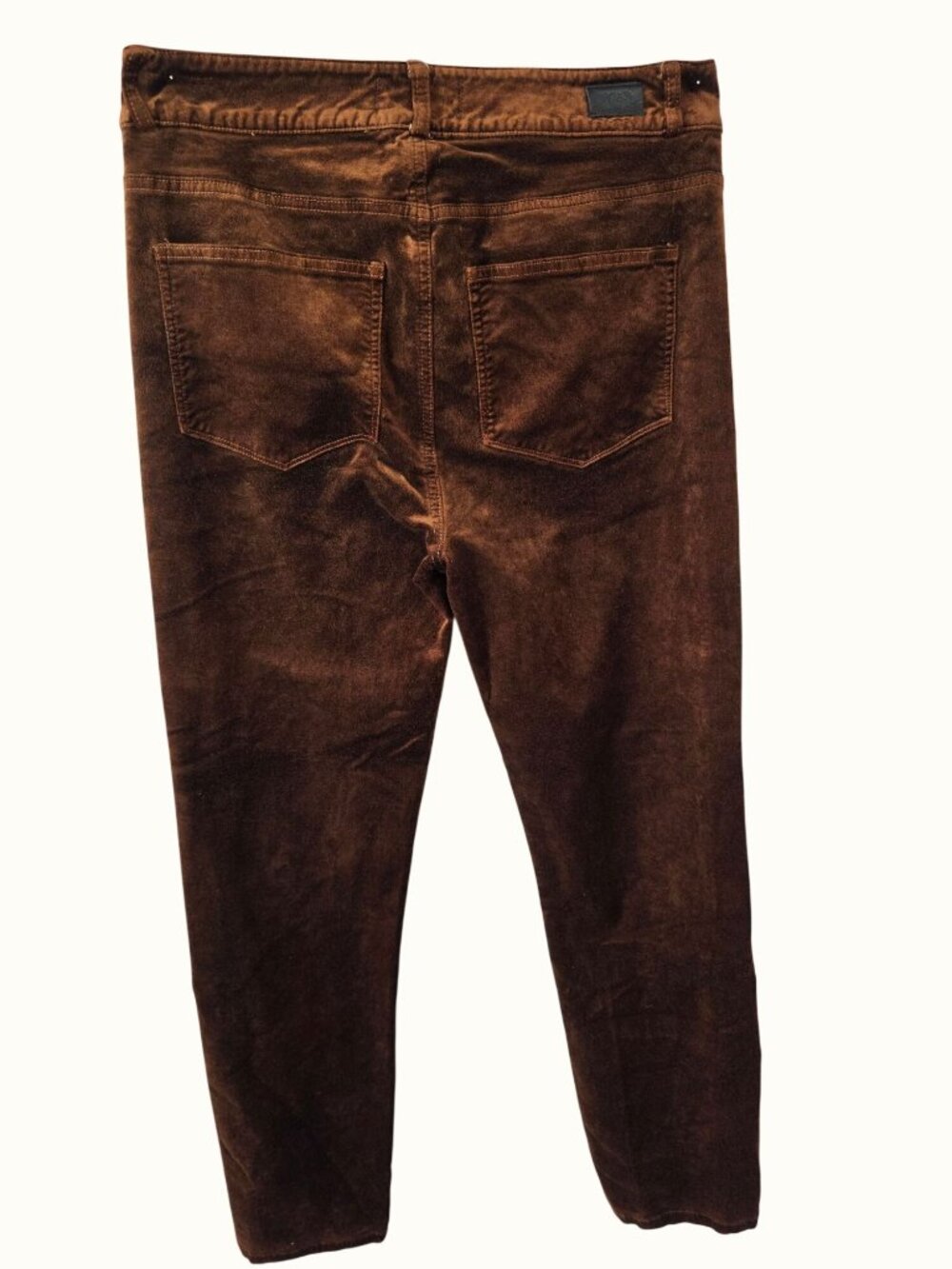 PAIGE Chicory Coffee Velvet Slim Straight Pants Womens Sz 28 Slit Hem Stretch - Picture 2 of 10